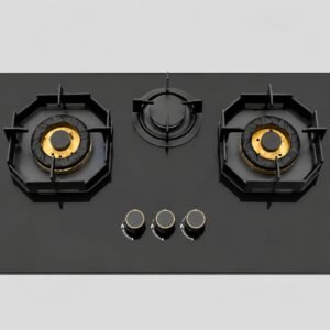 31" Glass Gas Hob | 3 Brass Burners & Heavy Grates