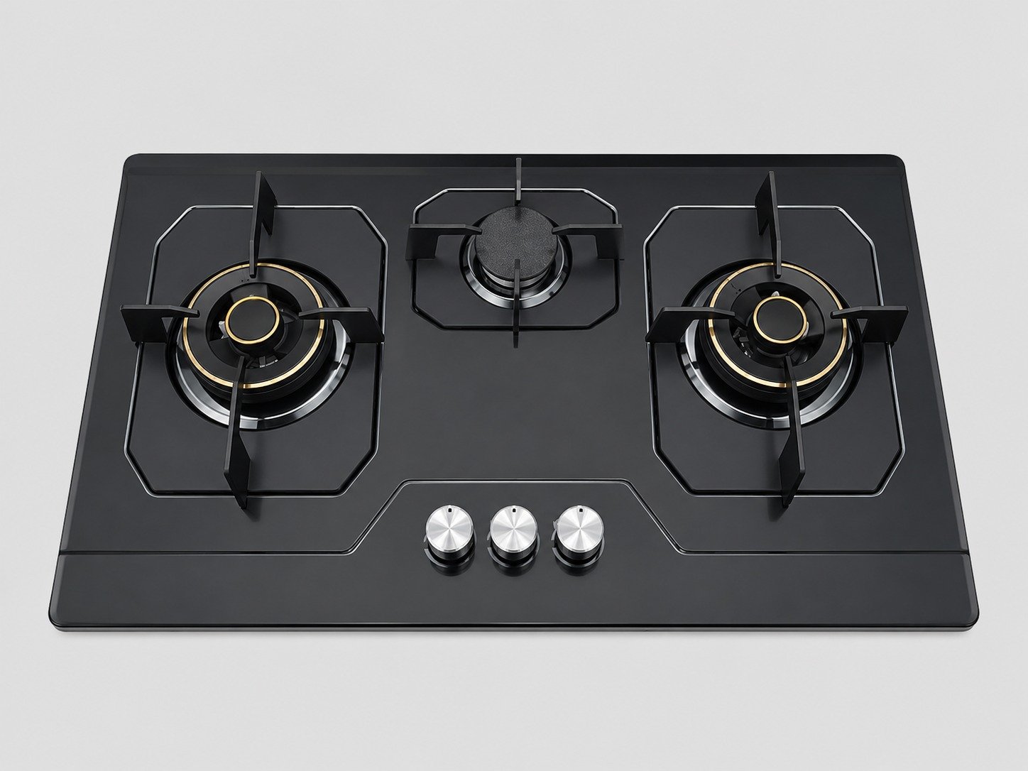 30" Glass Gas Hob | 3 Brass Burners & Heavy Grates