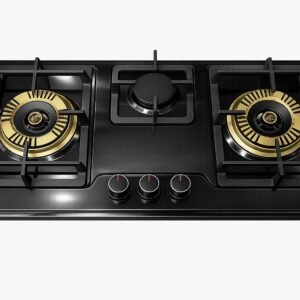 Nix 28” Black Stainless Steel Gas Hob | 3 Brass Burners