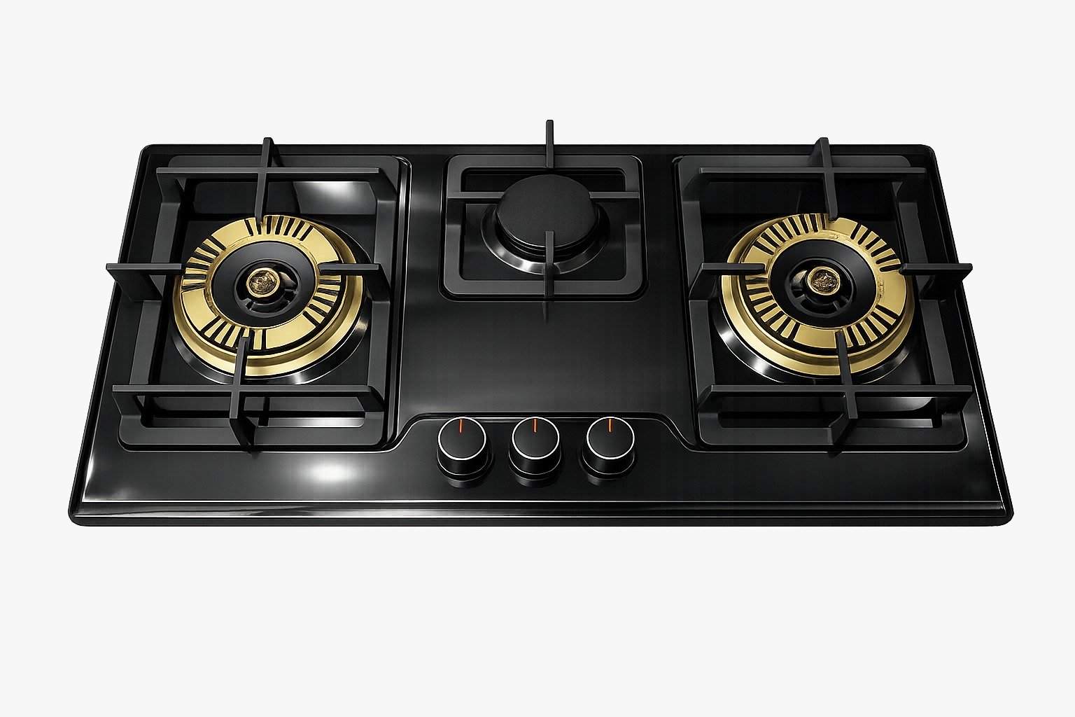 Nix 28” Black Stainless Steel Gas Hob | 3 Brass Burners